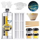Kintsugi Reparatur Set - Lebensmittelechter Keramikkleber, Gold Kintsugikleber für Zerbrochenes Keramik, Glas, Skulpturen | Einfache DIY-Restaurierung | Ideal für Anfänger und Kunstprojekte 50 ml