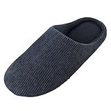 Knixmax Herren Damen Hausschuhe Memory Foam Pantoffeln Winter Warm Slipper Weiche Rutschfeste Unisex-Erwachsene Schwarz 42/43EU