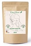 Vita Glow Premium Kollagen Pulver - 500g - Collagen-Hydrolysat - Peptide Typ 1, 2 und 3 - perfekte Löslichkeit und natürlicher Geschmack - laborgeprüft und in Deutschland produziert