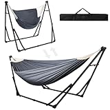 Anyoo Hängematte und Hängesessel mit klappbarem Gestell, tragbares Hängemattengestell Set für den Outdoor/Indoor Garten Terrasse Camping Deck