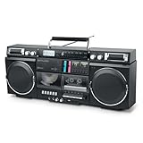 MUSE Bluetooth Retro Boombox mit Radio, CD, Kassettenrekorder, 80W Ausgangsleistung, USB, Aux, Micro SD-Kartenslot