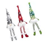 Dcaknri LED-beleuchtete Weihnachtsmann-Dekoration mit Strickmütze, lang/kurze Beine, Zwergenform, handgefertigt, Weihnachtsfeierzubehör