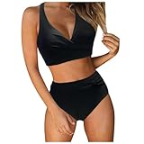 Generisch Bikini Damen Set Push UP High Waist Bikinis für Damen Bauchweg Sexy Bikini-Sets Badeanzug Zweiteilig Sexy V Ausschnitt Bademode Swimsuit für Strand Schwimmbad