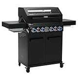 TAINO PLATINUM YAMARA DARK 4+2 Gasgrill Stahl 4 Brenner Keramik Sear-Burner Keramik Backburner Piezo-Zündung Grillrost Gusseisen