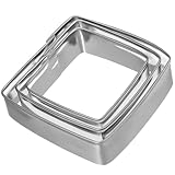 BESPORTBLE 6 Stück Edelstahl Keksausstecher Quadratisch Mehrfache Größen Backformen für Kekse und Plätzchen Wiederverwendbare Keksstempel für Haus Küche
