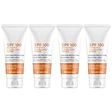 4 Stück Sonnencreme Sport Sonnenlotion, Sonnenmilch Lsf 100, Sonnenschutz Für Gesicht Körper, Sonnenschutzcreme Lsf 100, Gesichtssonnenschutz 100 Schutzfaktor, Gesichtssonnencreme Mit UVA/UVB Schutz