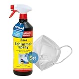 2x PUFAS Schimmel-Spray Aktiv-Chlor CL 1 Liter 005404000, inklusive 1x kör4u Maske