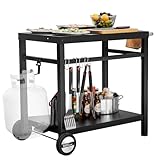 Royal Gourmet Grillwagen Grilltisch Outdoor Beistelltisch Garten Trolley Outdoorküche Multifunktioneller Arbeitstisch Werkbank für Outdoor BBQ Servierwagen Arbeitsplatte 85x50 cm