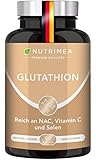 L-GLUTATHION reduziert zu 98% | mit Vorläufern + Vitamin C | Tripeptid: Glutaminsäure, Cystein, Glycin | 90 Kapseln Hochdosiert