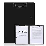 KONVINIT Klemmbrett a4,Plastik Schreibmappe Klemmbrett mit Deckel,Klemmbrett zum zu Klappen Wasserdicht für Büro/Schule/zu Hause,Schwarz