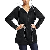 Qzeanxy Regenjacke Damen Einfarbig Wasserdichte Softshelljacke - Jacke Mit Kapuze Fahrradjacke Wanderjacke Sommerjacke Zum Wandern Reisen Treking Fahrrad Frühling Herbst Übergangsjacke