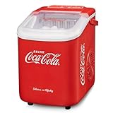 Salco Coca Cola Eiswürfelmaschine – Ice Maker mit 2 Eiswürfelgrößen – 10 kg Eiswürfel pro Tag – Retro-Design Rot – Tragbare Eiswürfelmaschine für Cocktails, Getränke & Partys