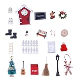 Puppenhaus Weihnachtsdekorationen 24PCs/Set DIY Miniatursimulation Feen -Tür Weihnachts -Themen niedliche Cartoon Dollhouse Möbel, Tür