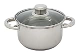 Kochtopf Edelstahl mit Glasdeckel 1 L 14 cm Topf Kochen