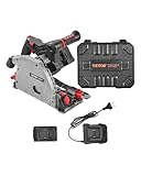 VEVOR Tauchkreissäge, 139,7mm Sägeblatt, bürstenlose Handkreissäge, Tauchsäge mit 4 Ah 20V Akku, Hartschalenkoffer, 52mm Schnitttiefe, für Holz, Kunststoff, nur Werkzeug (Führungsschiene NICHT inkl.)