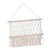 DIKACA Nordische Handgefertigte Baumwollseil Hängematte Wandregal mit Quasten Vielseitiger Aufbewahrungshalter für Kinderzimmer Dekoratives Wandregal für Puppen Bücher und Bonsai