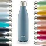 Blumtal Trinkflasche 500 ml Edelstahl - auslaufsichere Isolierflasche - BPA-freie Trinkflasche kalt & warm - doppelwandige Insulated Bottle - rostbeständige Isolierflasche Dove Grey - Grau-Blau