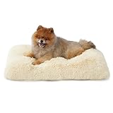 BEDSURE Flauschiges Hundebett Grosse Hunde - 61x45x8 cm Hundebett waschbar für große Hunde, rutschfeste Unterseite, plüsch Hundekissen Grosse Hunde, Beige