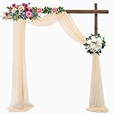 Pomeloone Hochzeit Vorhang Hochzeitsbogen, Chiffon Stoff Querbehang Deko Gardinen Vorhang, Hochzeitsbogen Gardinen Dekoration für Babyparty Party Hochzeit Torbogen Zeremonie, 75 x 600 cm