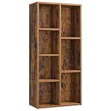 VASAGLE Bücherschrank, Bücherregal, mit 7 Fächern, Büroregal, Würfelregal, Standregal, für Wohnzimmer, Schlafzimmer, Büro, Kinderzimmer, vintagebraun LBC27BX