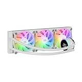 Mars Gaming ML-LCD360, AIO Flüssigkeitskühlung, TDP 600W, 3x FDB ARGB 120mm Lüfter, LCD-Display mit Temperaturüberwachung, Opti-Chamber 3rd Gen Pumpe, Universeller Multisocket, Weiß