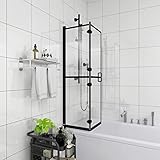 Faltbare Duschkabine ESG, ShGaxin Duschabtrennung, Schiebetür Dusche, Duschwanddichtung, Duschkabinen Ersatzteile, Dusche Eckeinstieg, Schwarz 80x140 cm