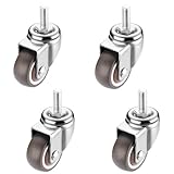 2-Zoll-Schwerlast-Lenkrolle,M6/M8/M10-Gewindeschaftrolle,360°-Lenkwagenrad,geräuschloses TPE-Gummirad,geeignet für kleine Einkaufswagen/Möbel (4er-Set)(M10X25)