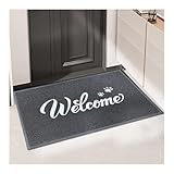 PJKUIFYX Schmutzfangmatte Innen 60 x 90 cm, rutschfest Fußmatte, PVC Schmutzfangmatte, waschbar Türmatte für Hund, Eingang, Haustür & Flur,Gray
