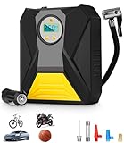 Toaren 12V Auto Autoreifen Pumpe Kompressor Auto Tragbarer Luftkompressor mit Düsenadaptern und LED Leuchten, LCD Display, Abschalautomatik Akku Kompressor Auto für Auto,Motorrad, Fahrräder, Bälle