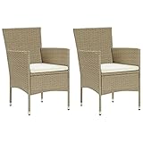 KLYEON Gartensitzmöbel Garten-Essstühle 2 STK. Poly Rattan Beige