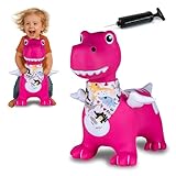 JAMARA 466008 Hüpftier Dino mit Flügel HoppyDoo - Spielzeug für Kinder, Hüpfspielzeug Baby Indoor/Outdoor, Geschenk für Kids, Gartenspielzeug, Pflegeleicht, BPA frei, mit Pumpe