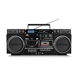 MEDION P66538 Kassettenrecorder (Retro Ghettoblaster mit CD-Player, 80er, groß, USB, SD, CD, Kassetten MC, DAB+ Radio Teleskopantenne, Bluetooth, Kassettendeck, Aufnahmefunktion