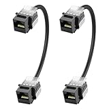 XMSJSIY RJ45 CAT 5E Keystone Koppler Ethernet Netzwerkkabel 8P8C Buchse zu Buchse einfügen Inline Modular Connector Adapter Kabel für Wandplatten Netzwerk Ethernet Kabel -20CM/7.8IN 2PCS