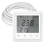 Digital Thermostat, Smart Thermostat, Raumthermostat Fußbodenheizung mit 300CM Kabel, Raumthermostat Touchscreen, Wandthermostat, Raumtemperaturregler für Wandheizung Fußbodenheizung(Weiß)