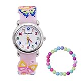 MUXIJIA Kinder Uhren für Mädchen ab 3-10 Jahre, Analog Quarz Armbanduhr Jungen Uhr Mädchen Uhr, 3D Cartoon Mädchenuhr Silikon Uhrenarmband Kinderuhr (Rosa)