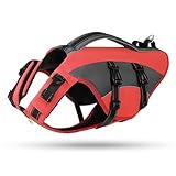 CITÉTOILE Hunde Schwimmweste mit Griff und Reflektierend, Einstellbare Rettungsweste für Kleine Mittel Große Hunde, Langlebigem für Wassersport Schwimmen und Bootfahren, Rot, XS