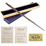 Hermine Zauberstab, Zauberstab Hermine Granger mit Stahlkern, 39CM Zauberstabs aus Harz in Geschenkbox mit Zauberspruch-Karte und Stationsticket, Spielzeug Cosplay Props Fanartikel für Kinder