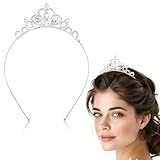 AUZUO Prinzessin Krone Tiara, Diadem Kristall Tiaras für Mädchen Kleinkind Festzug Krone Strass Stirnband Silber Tiara für Frauen Mädchen Geburtstag Hochzeit Halloween Party Weihnachtsgeschenke