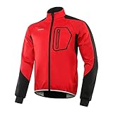 BERGRISAR Herren Fahrradjacke Softshell Thermo Wasserdicht Atmungsaktiv Rennrad MTB Jacke BG011 Rot XX-Large