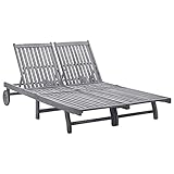 Gecheer 2X Sonnenliege Holzliege Gartenliege Relaxliege Liege Gartenmöbel Liegestuhl Freizeitliege Strandliege Saunaliege199 x 118/123 x 30/62/76/85 cm Mit Verstellbarer Rückenlehne