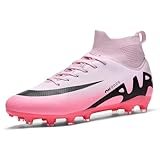 Fussballschuhe Herren Professionelle Fussballschuhe Unisex Outdoor Kinder hohe Bande für Kunstrasen geeignet AG Wettkampf- Trainingsschuhe,Rosa AG 39