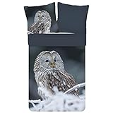 ESPiCO Bettwäsche Trendy Bedding Bennie Eule Schnee AST Landschaft Vogel Tiermotiv Renforcé, Größe:135 cm x 200 cm