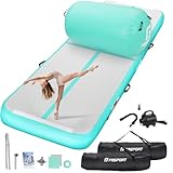 FBSPORT Turnmatte Aufblasbar 4M und Air Roller 60cm, Gymnastikmatte mit Luftpumpe, 10cm hoch Trainingsmatte, für Gymnastik, Yoga und Training