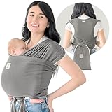 KeaBabies Tragetuch Baby Neugeboren - D-Lite Elastisches Baby Tragetuch Neugeborene, Einfach Anzuziehen Babytrage Neugeborene Ab Geburt, Ring-Trage Babytragetuch Ohne Binden (Graphite)