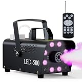 Nebelmaschine, 500W Rauchmaschinen mit kabelloser Fernbedienung UND LED Licht mit 13 Farben & Strobe Effekt, Passend für DJ Disco Party, Halloween, Weihnachten, Hochzeitsfeiern & Bühnenauftritte usw