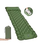 Isomatte Selbstaufblasend,Schlafmatte Camping Luftmatratze,Selbstaufblasende Luftmatratze,Aufblasbar mit integrierten kopfkissen Outdoor campingmatte schlafmatte mit Fußpumpe 196*68*8Cm,Grün