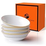 FASTELLONG Müslischalen aus Knochenporzellan, 15,2 cm, für Suppe, Salat, Dessert, Snacks, Obst, 590 ml, mikrowellen- und spülmaschinenfest, Porzellan-Set, Einweihungsgeschenk und Hochzeitsgeschenk,