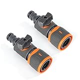 MoonSing Kupplung mit Regulierventil, 2 Stück Schlauchverbinder mit Absperrventil, Universal Ventil Schalter für Steuerventil zur stufenlosen Regulierung und Absperrung des Wasserdurchflusses
