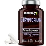 ESSENSEY L-Tryptophan 1000mg I 90 Kapseln I Essentielle Aminosäure I Vegetarier & ohne Zusätze I 45 Tagesdosen I Leicht zu schlucken I Laborgeprüft