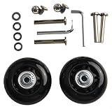 Drivstraw Ersatz-Räder für Koffer – 2er-Pack schwarze Inline-Skate-Räder mit Schrauben, 60 mm Durchmesser, 24 mm Dicke, Gummi- und Metallkonstruktion mit (H)